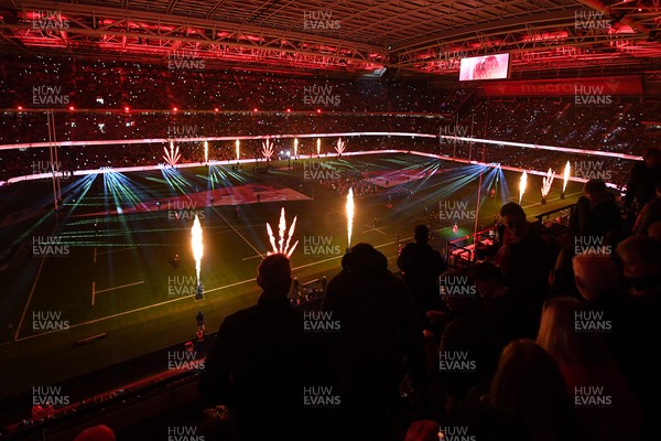 210226 - Wales v Scotland - Guinness Men's Six Nations - Light show before the match 