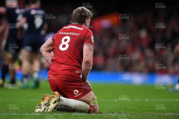 210226 - Wales v Scotland - Guinness Men's Six Nations - Aaron Wainwright of Wales