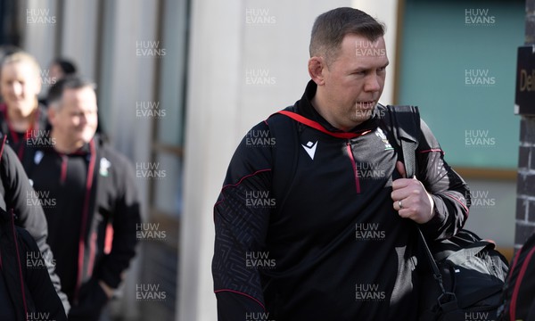 230324 - Wales v Scotland, Guinness Women’s 6 Nations - Ioan Cunningham, Wales Women head coach, arrives at the stadium