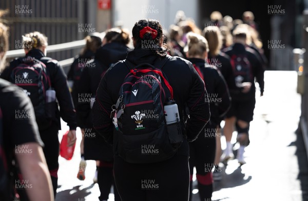 230324 - Wales v Scotland, Guinness Women’s 6 Nations - The Wales team arrive at the stadium