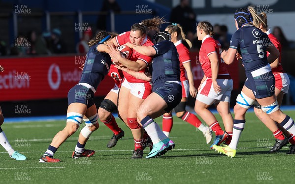 230324 - Wales v Scotland, Guinness Women’s 6 Nations - Gwenllian Pyrs of Wales charges forward