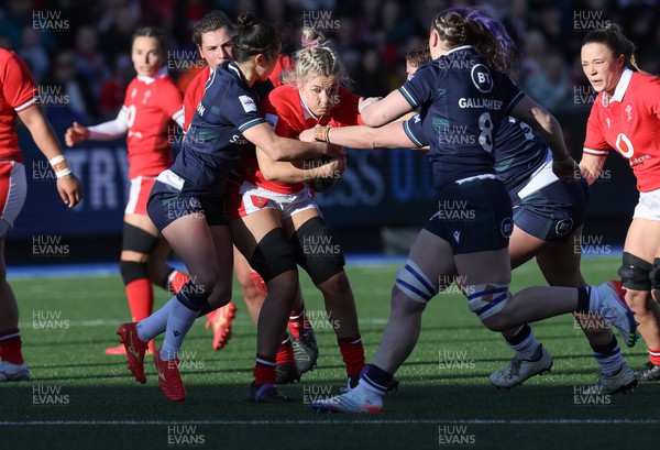 230324 - Wales v Scotland, Guinness Women’s 6 Nations - Alex Callender of Wales charges forward