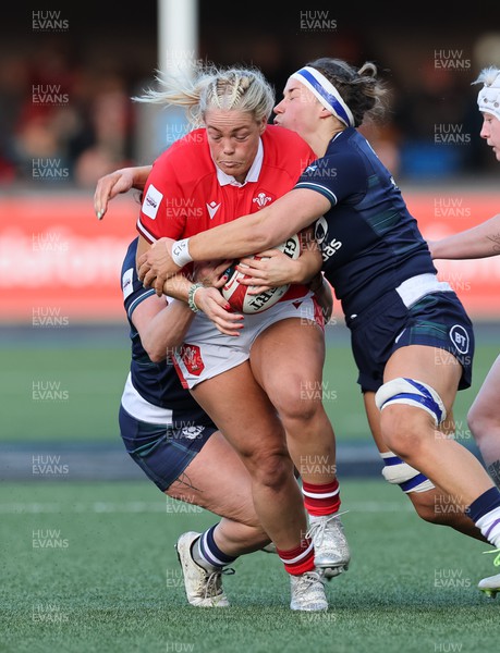 230324 - Wales v Scotland, Guinness Women’s 6 Nations - Kelsey Jones of Wales charges forward