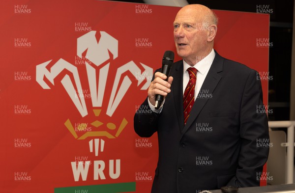 230324 - Wales v Scotland, Guinness Women’s 6 Nations - WRU President Terry Cobner speaks at the after match function