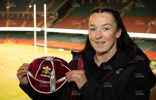 230324 - Wales v Scotland, Guinness Women’s 6 Nations - Sian Jones with her first cap during the after match function