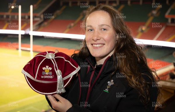 230324 - Wales v Scotland, Guinness Women’s 6 Nations - Jenny Hesketh with her first cap during the after match function