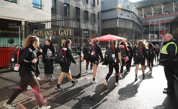 230324 - Wales v Scotland, Guinness Women’s 6 Nations - The Wales team make their way from the hotel to the stadium
