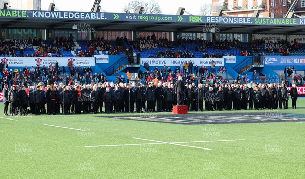 230324 - Wales v Scotland, Guinness Women’s 6 Nations - The choir perform ahead of the start of the match