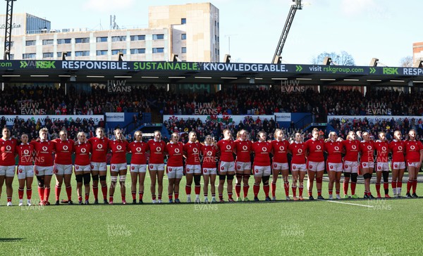 230324 - Wales v Scotland, Guinness Women’s 6 Nations - Wales lineup for the anthems