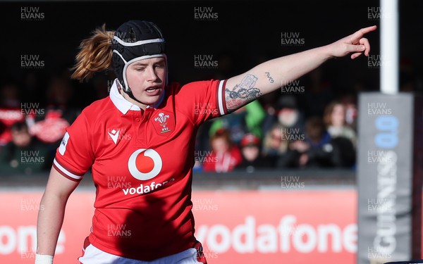 230324 - Wales v Scotland, Guinness Women’s 6 Nations - Bethan Lewis of Wales in action during the match