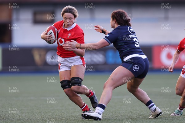 230324 - Wales v Scotland, Guinness Women’s 6 Nations - Alisha Butchers of Wales in action during the match