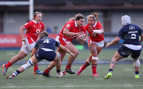 230324 - Wales v Scotland, Guinness Women’s 6 Nations - Gwenllian Pyrs of Wales charges forward