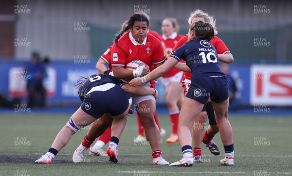 230324 - Wales v Scotland, Guinness Women’s 6 Nations - Sisilia Tuipulotu of Wales charges forward
