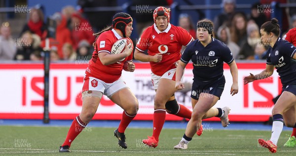 230324 - Wales v Scotland, Guinness Women’s 6 Nations - Carys Phillips of Wales in action