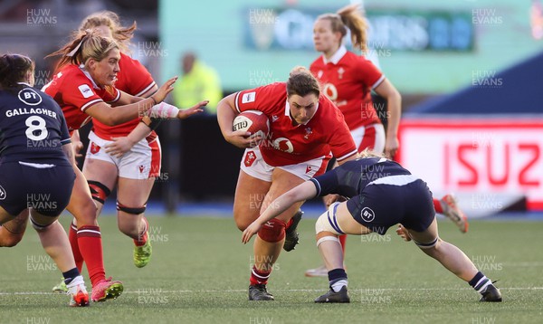 230324 - Wales v Scotland, Guinness Women’s 6 Nations - Gwenllian Pyrs of Wales in action during the match