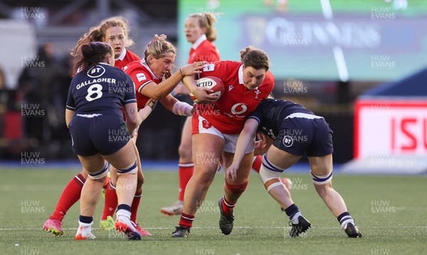 230324 - Wales v Scotland, Guinness Women’s 6 Nations - Gwenllian Pyrs of Wales in action during the match