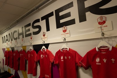 230825 - Wales v Scotland, Women’s Rugby World Cup - The Wales team changing room set for Wales opening Women’s Rugby World Cup match against Scotland