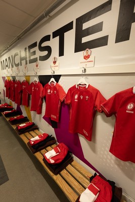 230825 - Wales v Scotland, Women’s Rugby World Cup - The Wales team changing room set for Wales opening Women’s Rugby World Cup match against Scotland