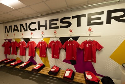 230825 - Wales v Scotland, Women’s Rugby World Cup - The Wales team changing room set for Wales opening Women’s Rugby World Cup match against Scotland