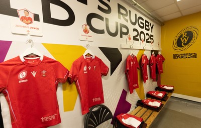 230825 - Wales v Scotland, Women’s Rugby World Cup - The Wales team changing room set for Wales opening Women’s Rugby World Cup match against Scotland