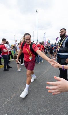 230825 - Wales v Scotland, Women’s Rugby World Cup - Courtney Keight of Wales arrives at the ground