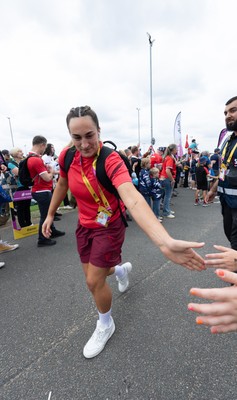 230825 - Wales v Scotland, Women’s Rugby World Cup - Courtney Keight of Wales arrives at the ground