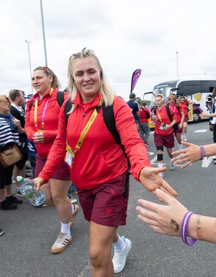 230825 - Wales v Scotland, Women’s Rugby World Cup - Alex Callender of Wales arrives at the ground