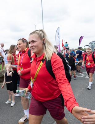 230825 - Wales v Scotland, Women’s Rugby World Cup - Alex Callender of Wales arrives at the ground