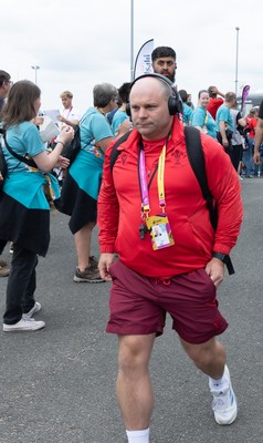 230825 - Wales v Scotland, Women’s Rugby World Cup - Sean Lynn, Wales Women head coach arrives at the ground