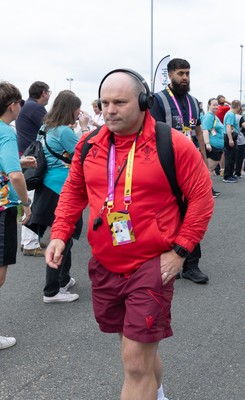 230825 - Wales v Scotland, Women’s Rugby World Cup - Sean Lynn, Wales Women head coach arrives at the ground