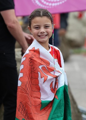 230825 - Wales v Scotland, Women’s Rugby World Cup - TWales fans at the ground