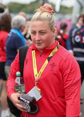 230825 - Wales v Scotland, Women’s Rugby World Cup - Molly Reardon of Wales arrives at the ground