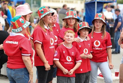 230825 - Wales v Scotland, Women’s Rugby World Cup - Wales fans at the ground