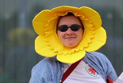 230825 - Wales v Scotland, Women’s Rugby World Cup - Wales fans at the ground