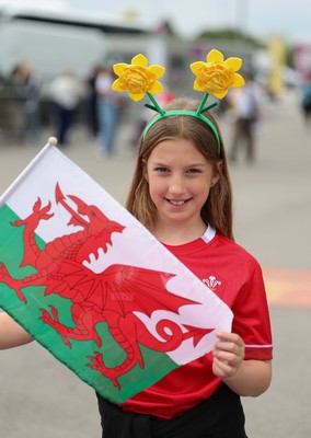 230825 - Wales v Scotland, Women’s Rugby World Cup - Wales fans at the ground