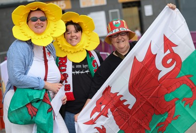 230825 - Wales v Scotland, Women’s Rugby World Cup - Wales fans at the ground