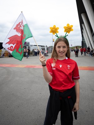 230825 - Wales v Scotland, Women’s Rugby World Cup - Wales fans at the ground