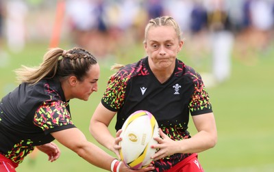 230825 - Wales v Scotland, Women’s Rugby World Cup - Hannah Dallavalle of Wales during warm up