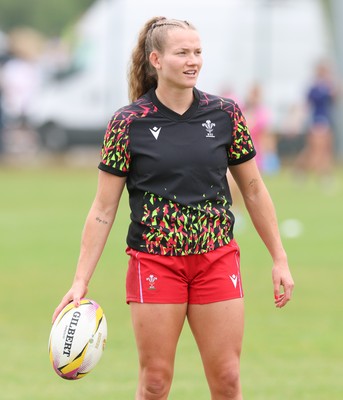 230825 - Wales v Scotland, Women’s Rugby World Cup - Carys Cox of Wales during warm up