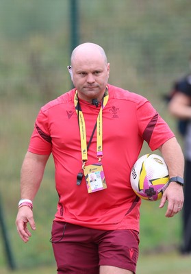 230825 - Wales v Scotland, Women’s Rugby World Cup - Sean Lynn, Wales Women head coach during warm up