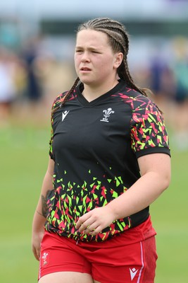 230825 - Wales v Scotland, Women’s Rugby World Cup - Maisie Davies of Wales during warm up