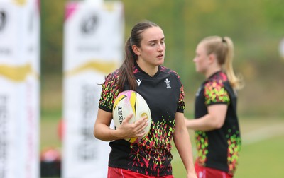 230825 - Wales v Scotland, Women’s Rugby World Cup - Nel Metcalfe of Wales during warm up
