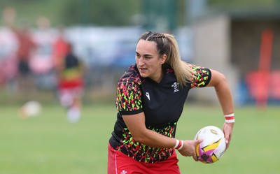 230825 - Wales v Scotland, Women’s Rugby World Cup - Courtney Keight of Wales during warm up