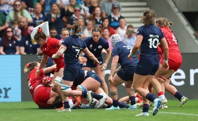 230825 - Wales v Scotland, Women’s Rugby World Cup - Wales power over for their first try