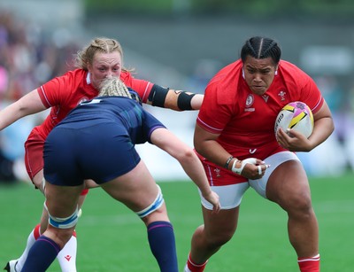 230825 - Wales v Scotland, Women’s Rugby World Cup - Sisilia Tuipulotu of Wales charges forward