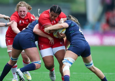 230825 - Wales v Scotland, Women’s Rugby World Cup - Sisilia Tuipulotu of Wales charges forward