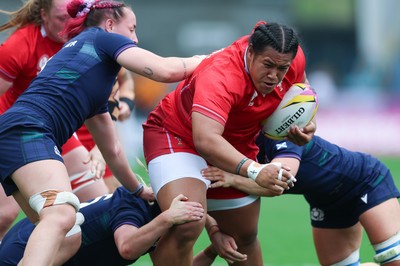 230825 - Wales v Scotland, Women’s Rugby World Cup - Sisilia Tuipulotu of Wales charges forward