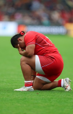 230825 - Wales v Scotland, Women’s Rugby World Cup - Sisilia Tuipulotu of Wales at the end of the match