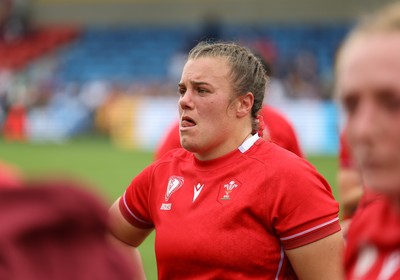 230825 - Wales v Scotland, Women’s Rugby World Cup - Carys Phillips of Wales at the end of the match