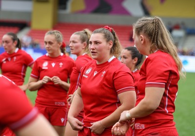 230825 - Wales v Scotland, Women’s Rugby World Cup - Gwenllian Pyrs of Wales at the end of the match